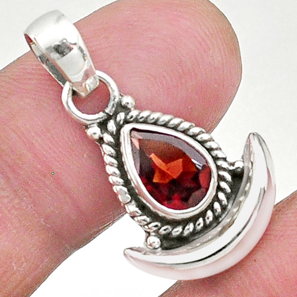 925 sterling silver 2.42cts natural red garnet pear pendant jewelry t4273