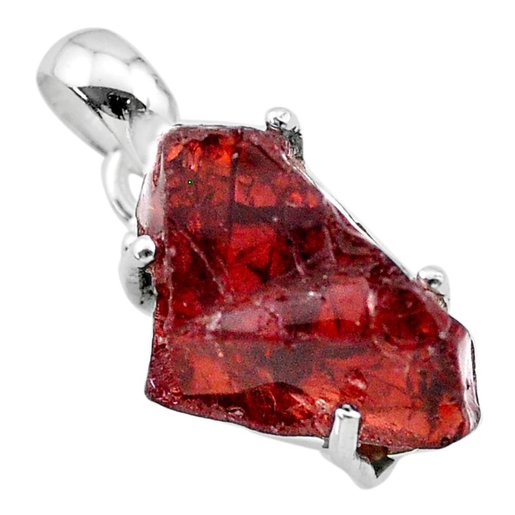 925 sterling silver 14.68cts natural red garnet raw fancy pendant t31175