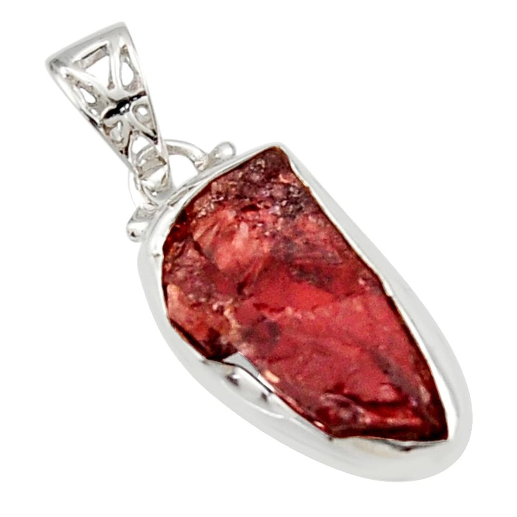 925 sterling silver 9.86cts natural red garnet rough pendant jewelry r29865