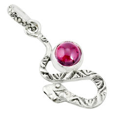 Clearance Sale- 925 sterling silver 2.56cts natural red garnet round shape snake pendant r78523