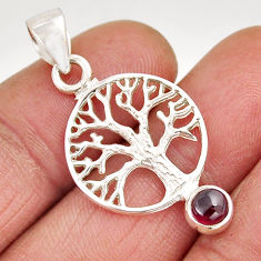 925 sterling silver 0.80cts natural red garnet round tree of life pendant y58729