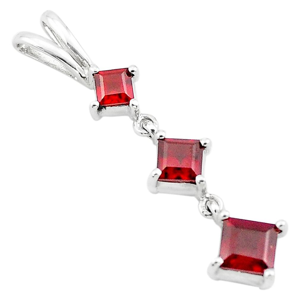 925 sterling silver 3.18cts natural red garnet square pendant jewelry d45612