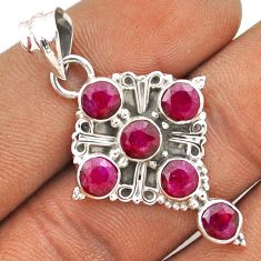 925 sterling silver 5.05cts natural red ruby holy cross pendant jewelry t85924