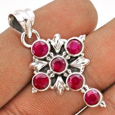 925 sterling silver 4.87cts natural red ruby holy cross pendant jewelry t85987