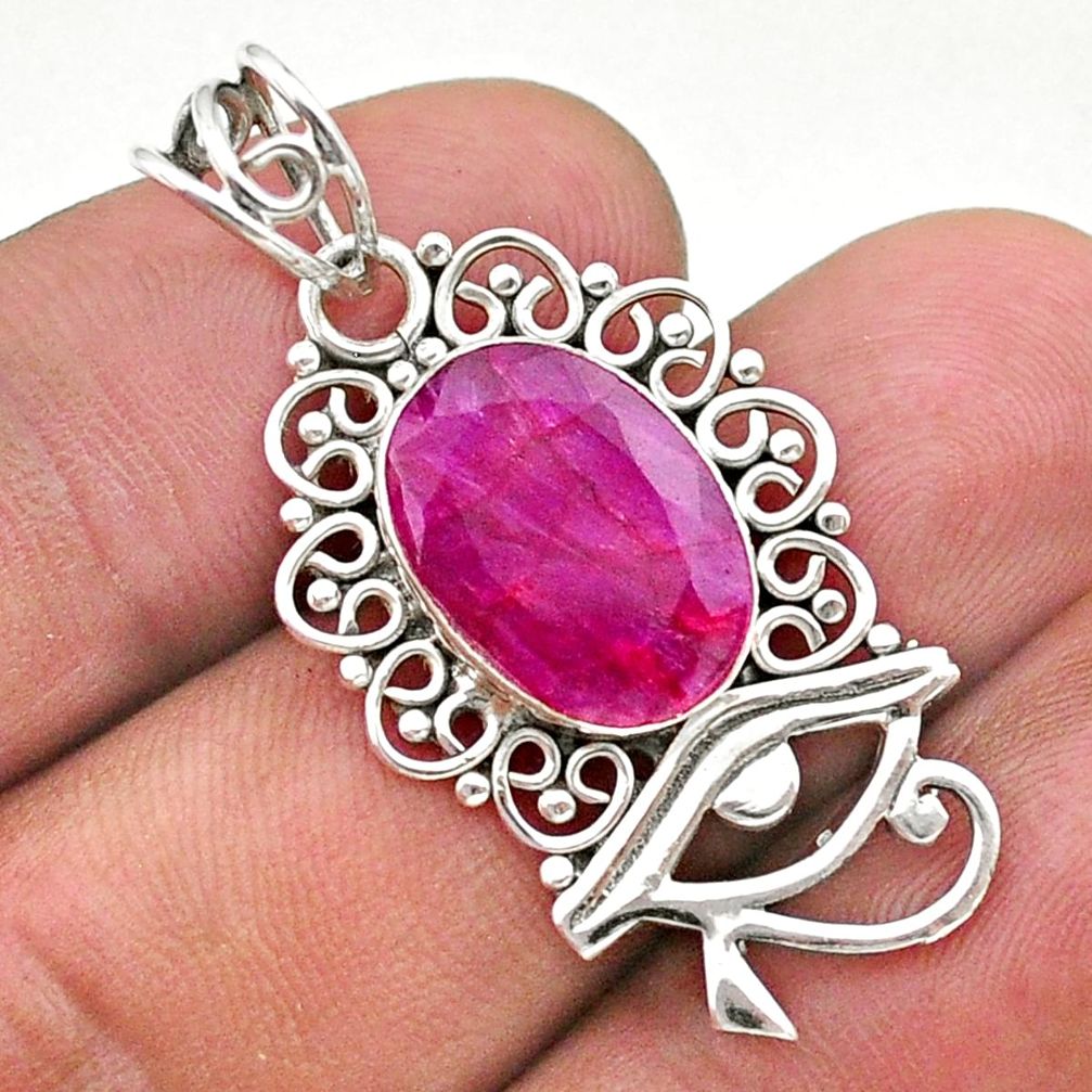 925 sterling silver 5.60cts natural red ruby horse eye pendant jewelry t40779