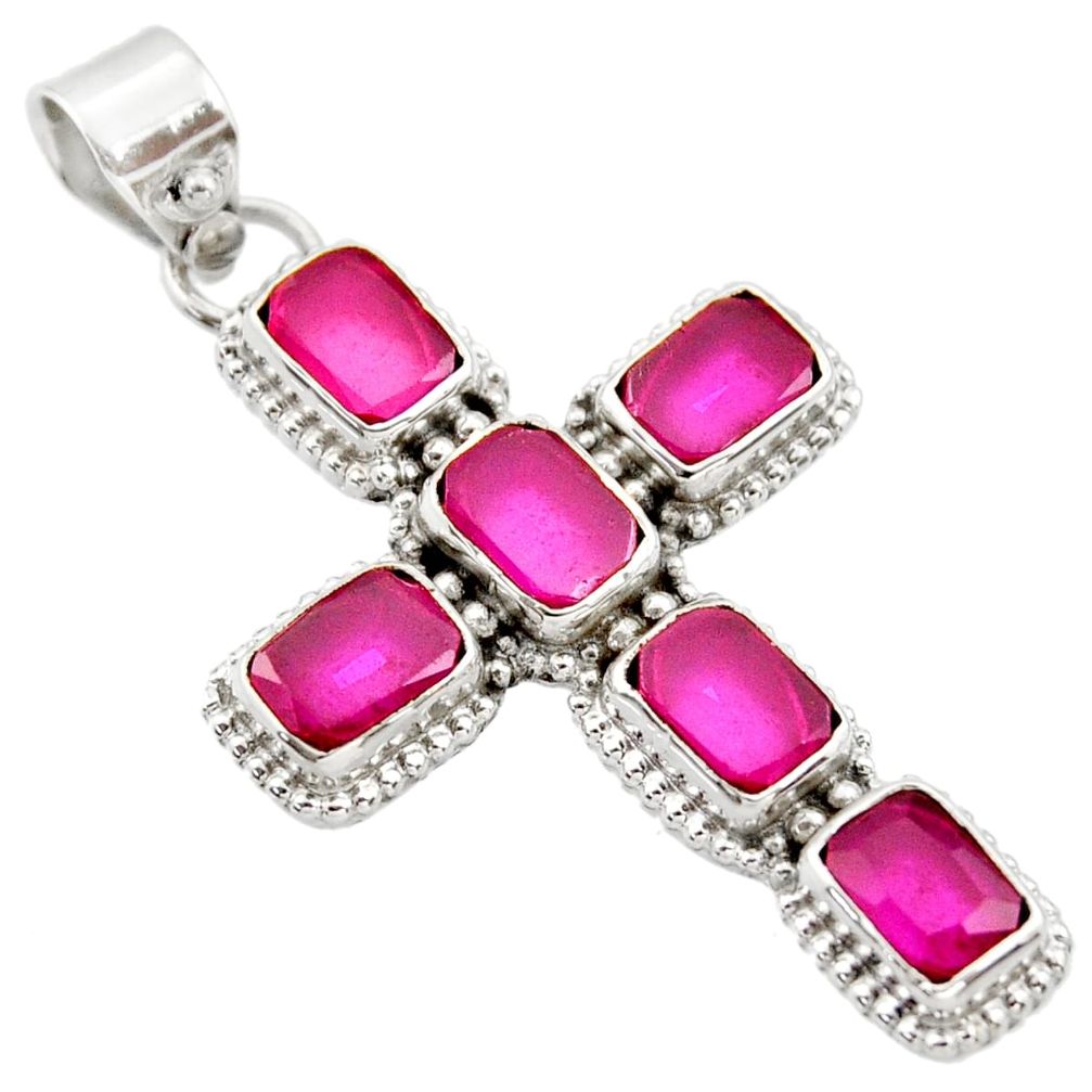925 sterling silver 9.09cts natural red ruby octagan pendant jewelry r35034