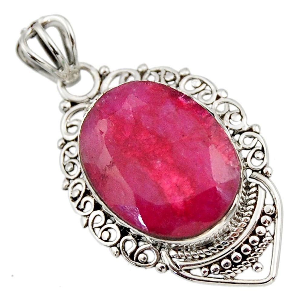925 sterling silver 8.56cts natural red ruby oval oval pendant jewelry r32326
