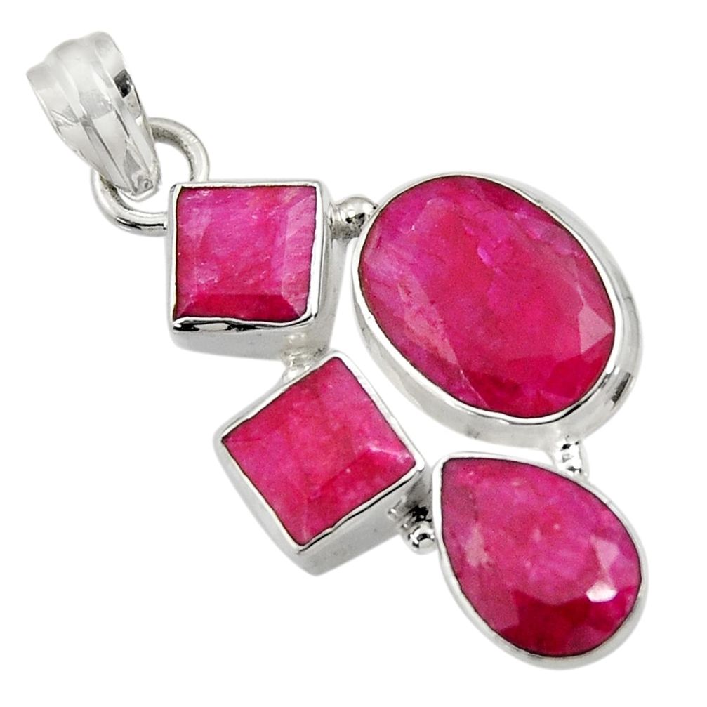 925 sterling silver 20.67cts natural red ruby oval pendant jewelry d43708