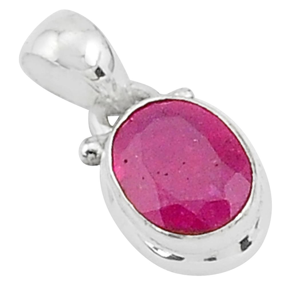 925 sterling silver 2.64cts natural red ruby oval shape pendant jewelry t5251