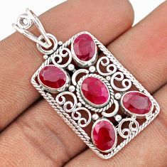 925 sterling silver 7.84cts natural red ruby oval shape pendant jewelry u1845