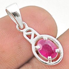 925 sterling silver 1.67cts natural red ruby oval shape pendant jewelry u20351