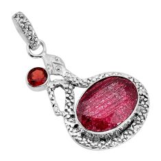 925 sterling silver 11.34cts natural red ruby oval snake pendant jewelry y80209