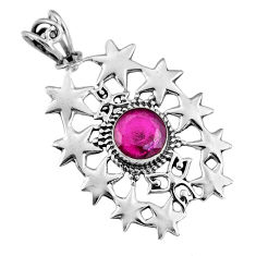 Clearance Sale- 925 sterling silver 3.28cts natural red ruby round pendant jewelry r19564