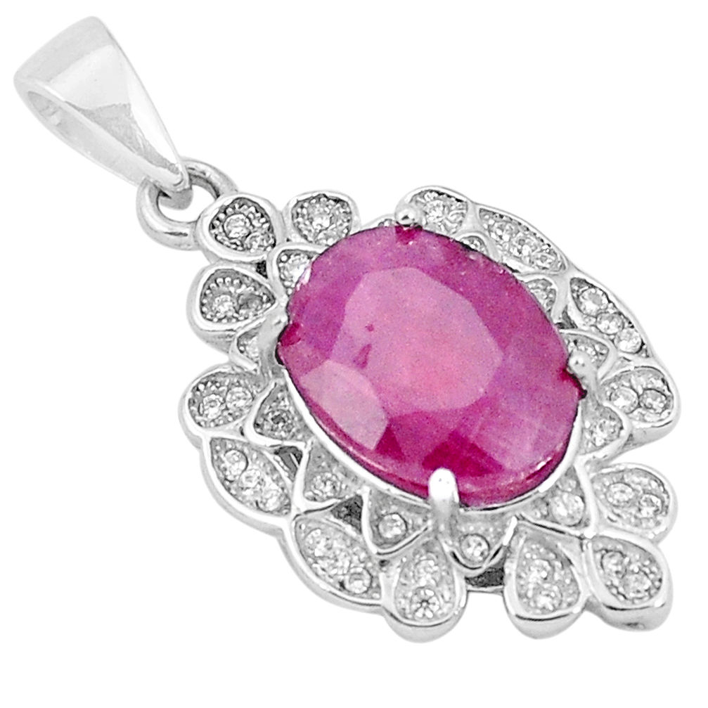 925 sterling silver 6.02cts natural red ruby topaz pendant jewelry c18041