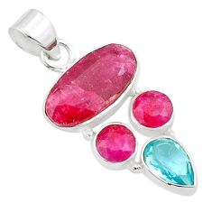 925 sterling silver 6.73cts natural red ruby topaz pendant jewelry u31891