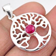 925 sterling silver 0.86cts natural red ruby tree of life pendant jewelry t88323