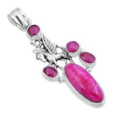 925 sterling silver 11.54cts natural red ruby unicorn pendant jewelry y6349