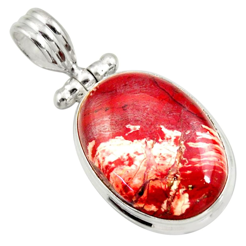 ver 18.10cts natural red snakeskin jasper pendant jewelry d41847