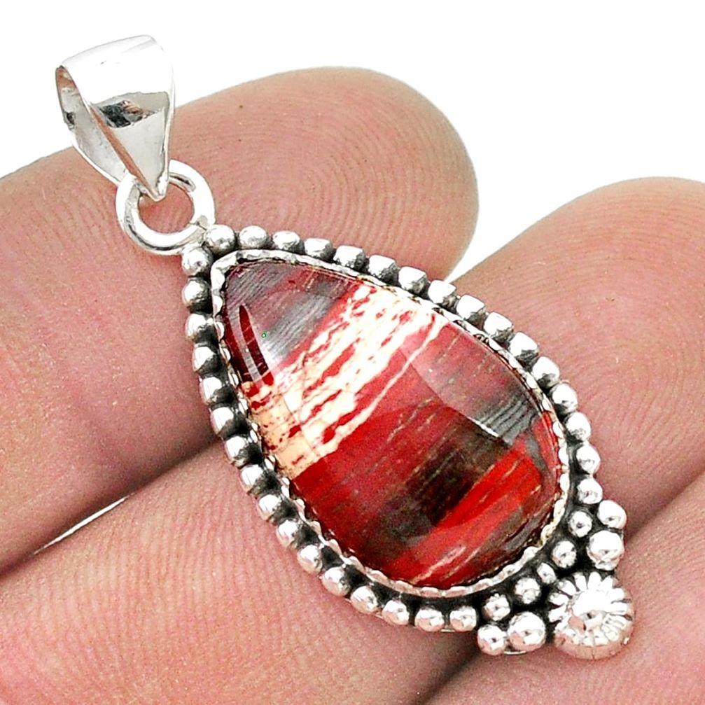 925 sterling silver 12.34cts natural red snakeskin jasper pendant jewelry u45606