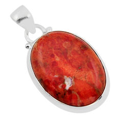 925 sterling silver 16.54cts natural red sponge coral pendant jewelry y96904