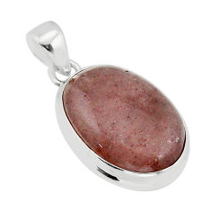925 sterling silver 15.91cts natural red strawberry quartz oval pendant y67291
