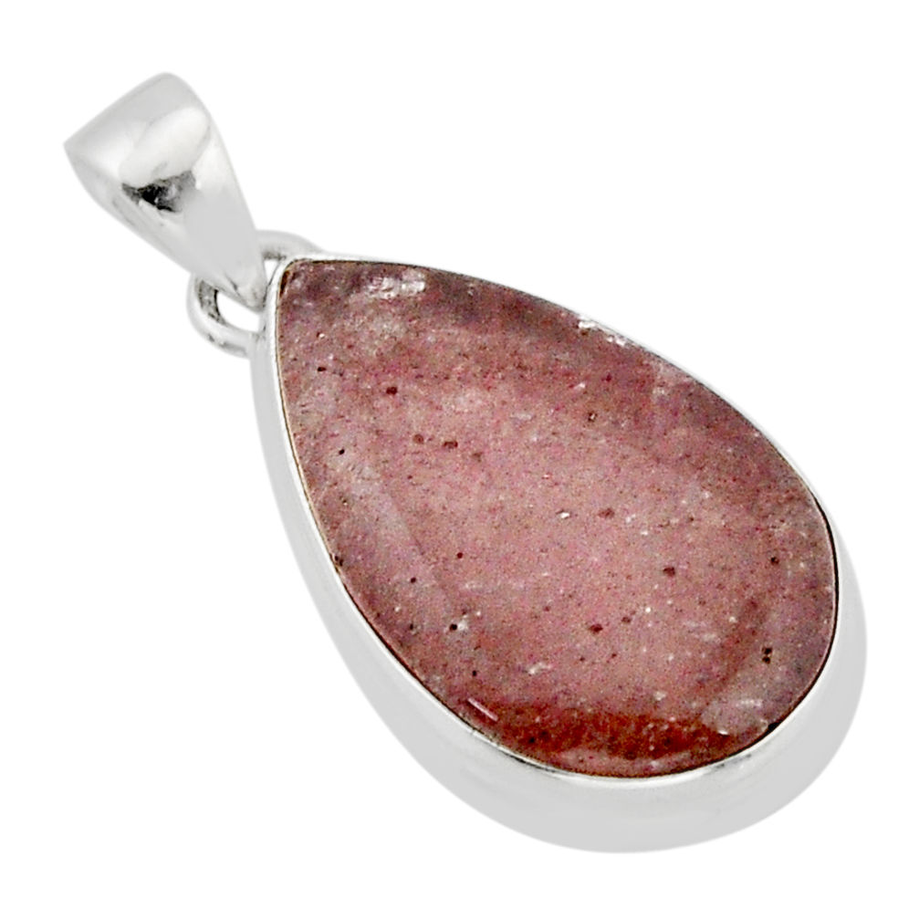 925 sterling silver 15.55cts natural red strawberry quartz pear pendant y67295