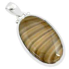 925 sterling silver 17.78cts natural striped flint ohio oval pendant r81064