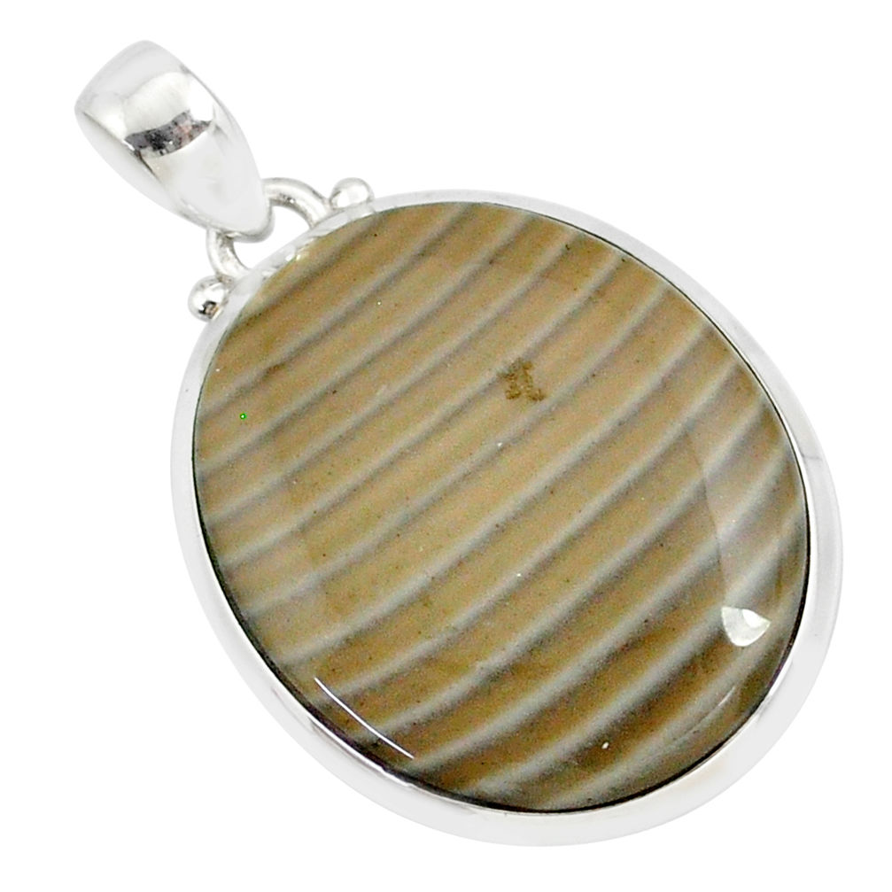 925 sterling silver 18.88cts natural striped flint ohio handmade pendant r81079