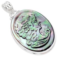 925 sterling silver 19.23cts natural titanium cameo on shell pendant p9289