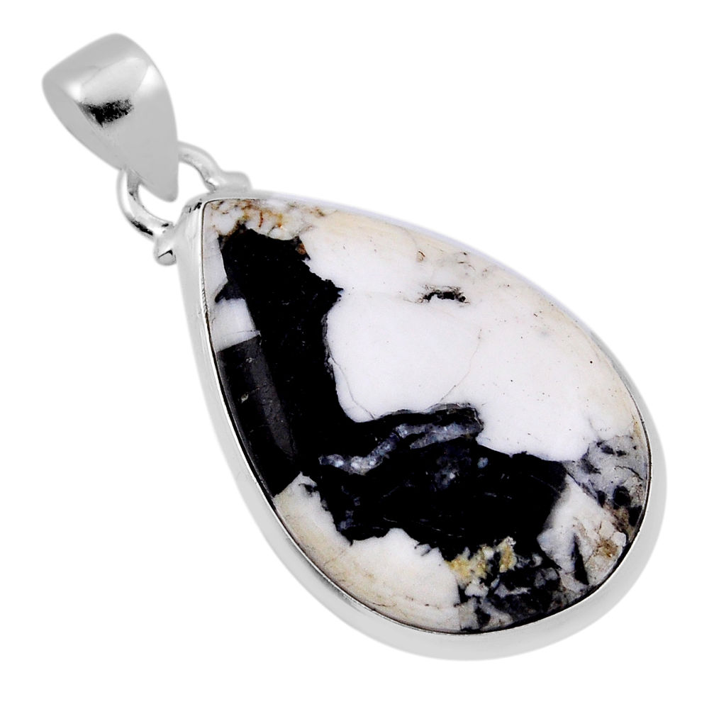 925 sterling silver 20.88cts natural white buffalo turquoise pear pendant n37274