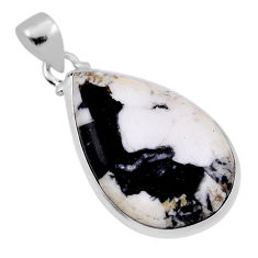 925 sterling silver 20.88cts natural white buffalo turquoise pear pendant n37274