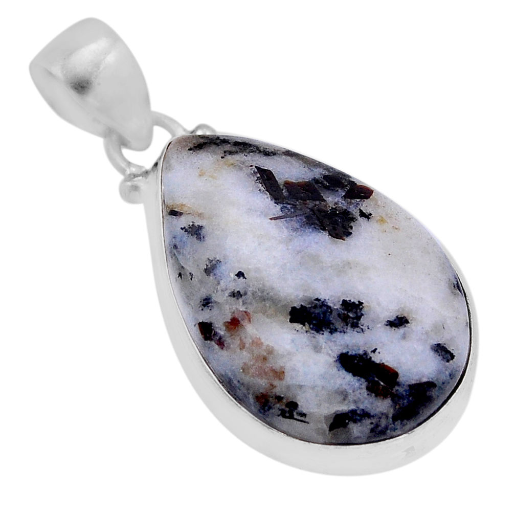 925 sterling silver 14.47cts natural white buffalo turquoise pear pendant n51144