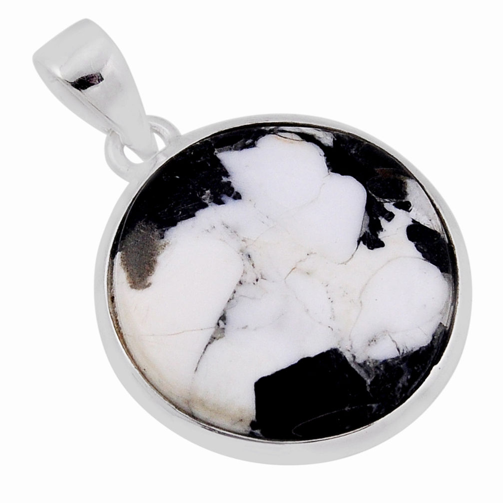 925 sterling silver 13.03cts natural white buffalo turquoise pendant n35996