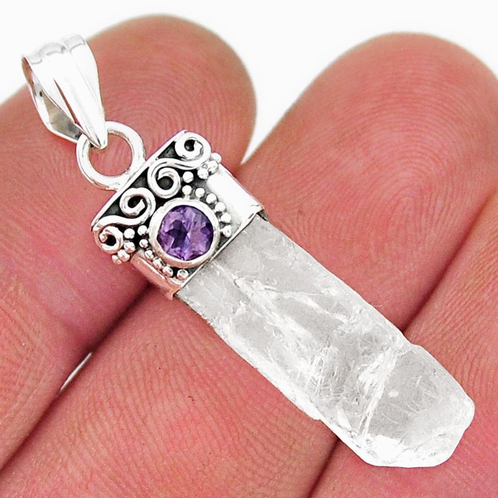 925 sterling silver 13.06cts natural white crystal fancy amethyst pendant y21364
