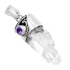 925 sterling silver 13.55cts natural white crystal fancy amethyst pendant y21619