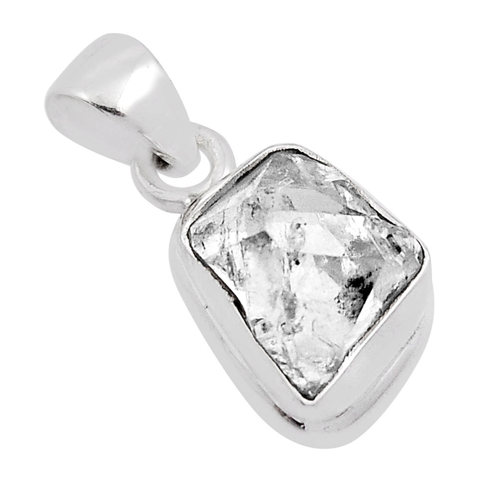 925 sterling silver 5.87cts natural white herkimer diamond fancy pendant n24551