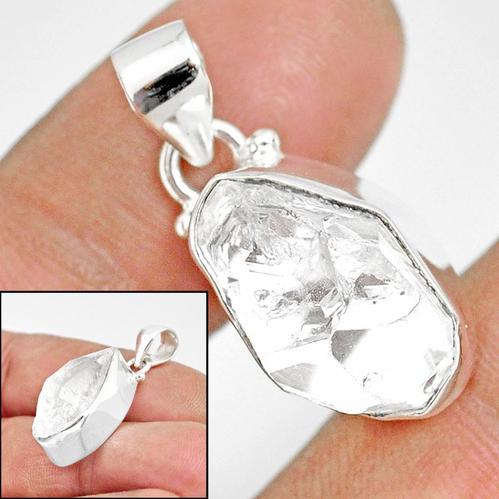 925 sterling silver 11.25cts natural white herkimer diamond fancy pendant r85384