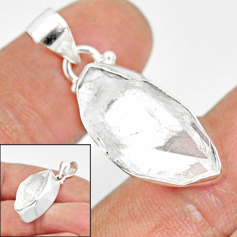 925 sterling silver 12.60cts natural white herkimer diamond fancy pendant r85403