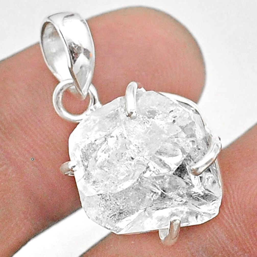 925 sterling silver 12.19cts natural white herkimer diamond fancy pendant t49594