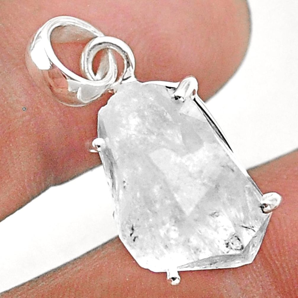 925 sterling silver 13.68cts natural white herkimer diamond fancy pendant t49599