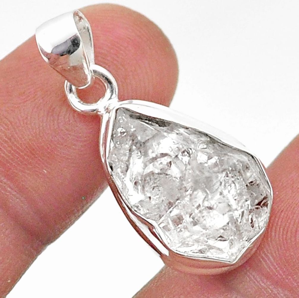 925 sterling silver 8.73cts natural white herkimer diamond fancy pendant t72883