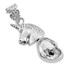 925 sterling silver 6.04cts natural white herkimer diamond horse pendant n13459