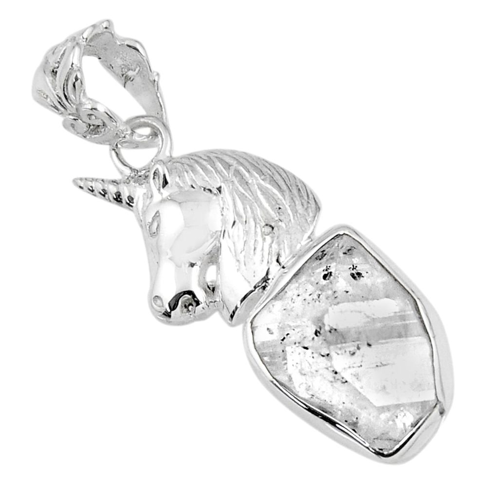 925 sterling silver 7.83cts natural white herkimer diamond horse pendant r56876