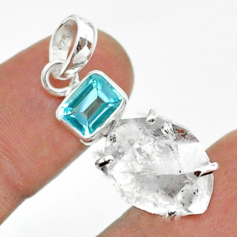 925 sterling silver 13.08cts natural white herkimer diamond topaz pendant t49503