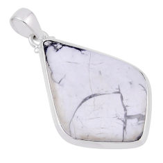 925 sterling silver 26.96cts natural white howlite fancy pendant jewelry n31298