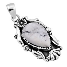 925 sterling silver 11.56cts natural white howlite flower pendant jewelry n33131