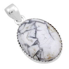 925 sterling silver 15.55cts natural white howlite oval pendant jewelry y31894