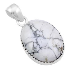 925 sterling silver 8.42cts natural white howlite oval pendant jewelry y31897