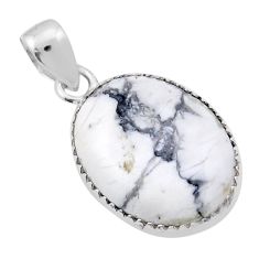 925 sterling silver 15.50cts natural white howlite oval pendant jewelry y31899