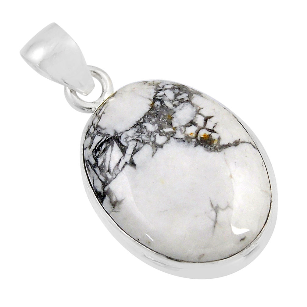 925 sterling silver 14.47cts natural white howlite oval pendant jewelry y49120